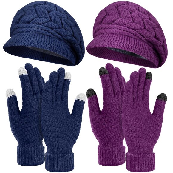 Winter Hat & Gloves Set - Knitted Touchscreen Mittens & Beanie main image 6